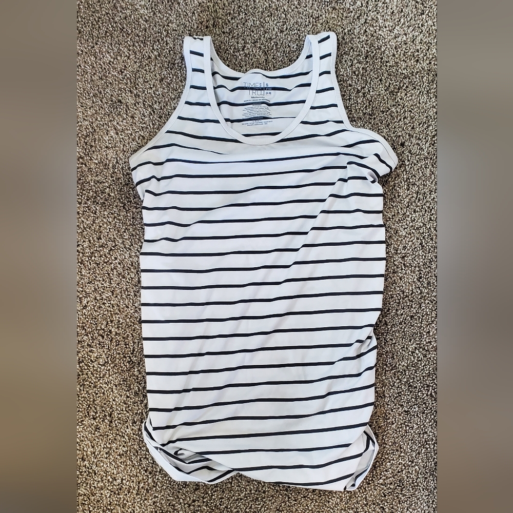 Time and Tru Black and White Striped Tank Top